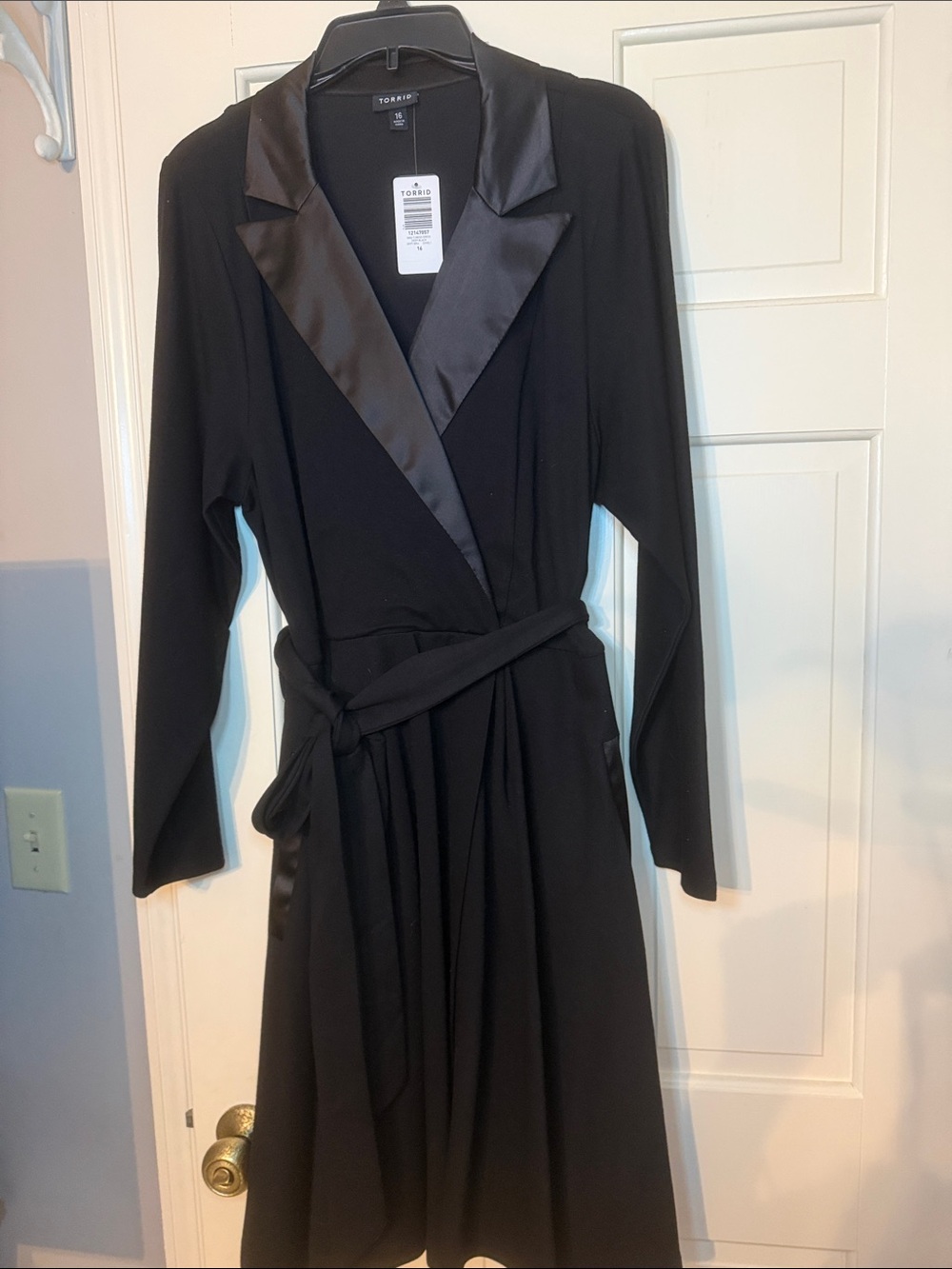 torrid Black Satin-Trim Wrap Midi Dress